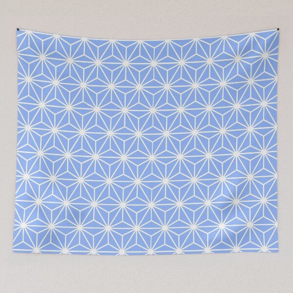 Item preview, Motivo de estrella o hexágono de Asanoha en blanco sobre azul claro designed and sold by taiche.