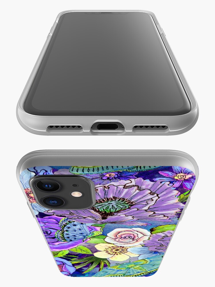 Alternate view of Blue and lilac floral, Smoky blue Blooms iPhone Case & Cover