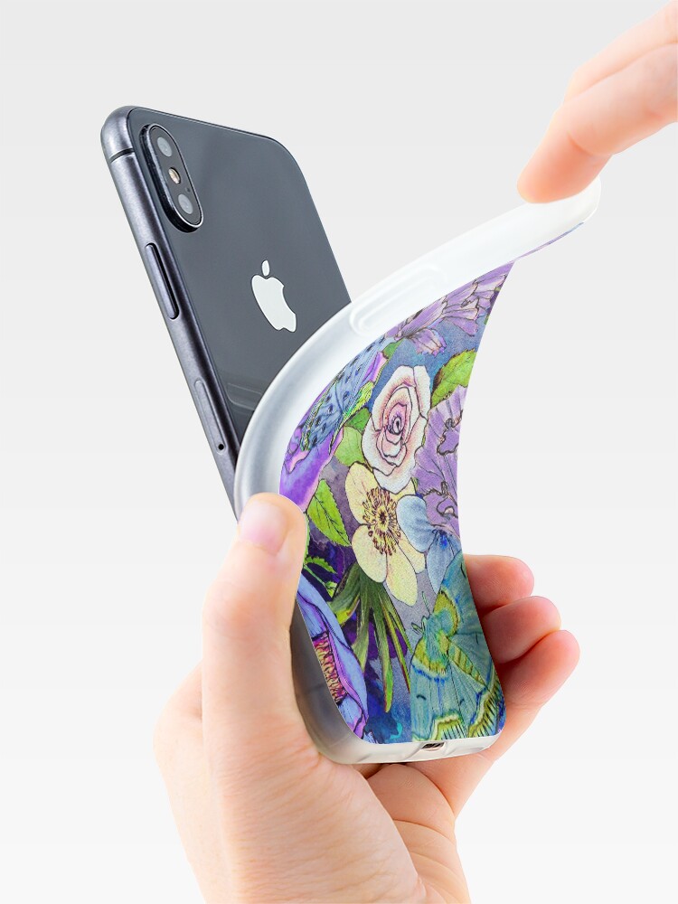 Alternate view of Blue and lilac floral, Smoky blue Blooms iPhone Case & Cover