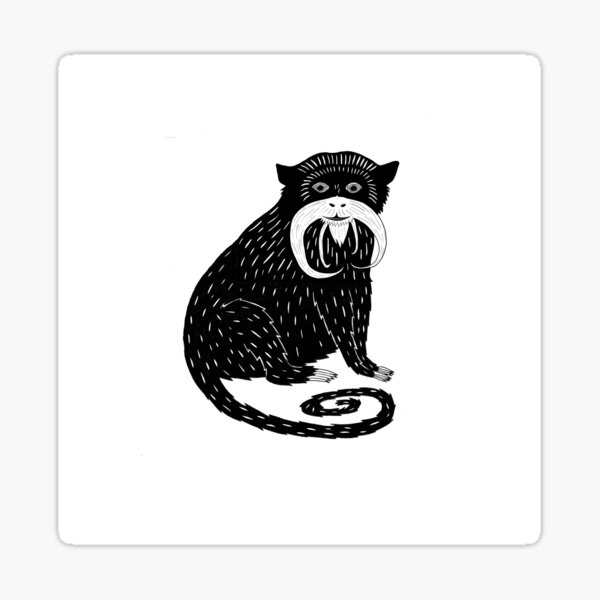 Emperor Tamarin (ink illustrations of weird animals that are real) Sticker