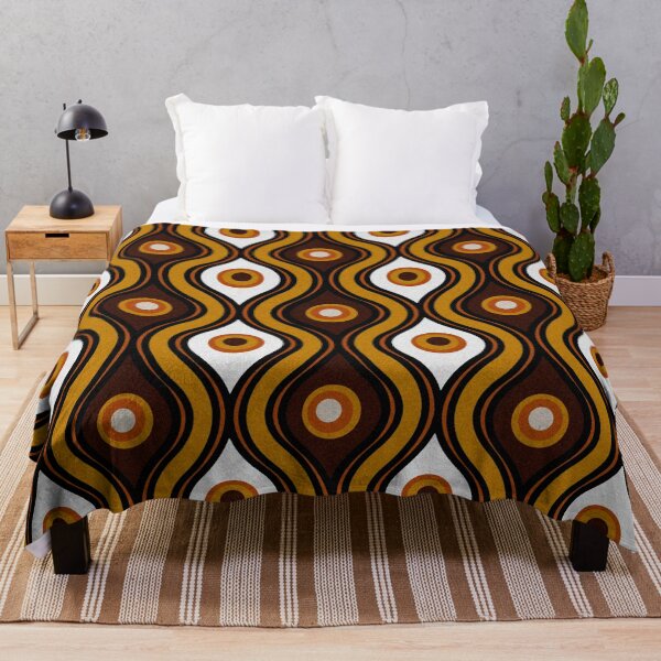 Retro 1970's Style Seventies Vintage Pattern Throw Blanket
