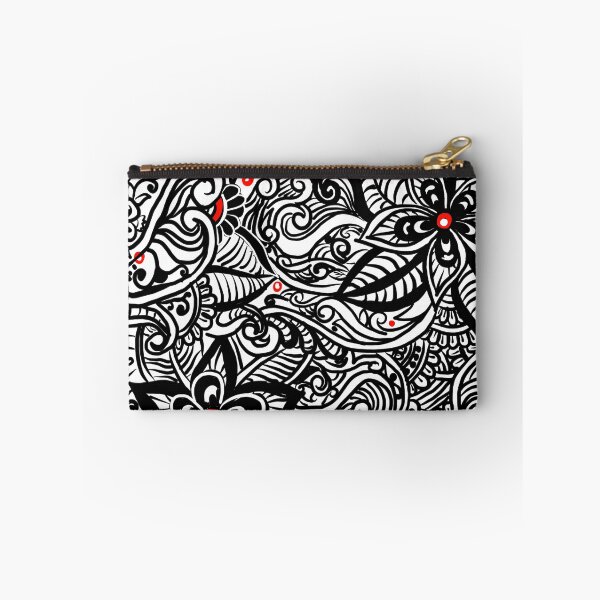 Artikelvorschau, Blumen Muster Zendoodle Schwarz-Weiß entworfen und verkauft von Patricia Piotrak.