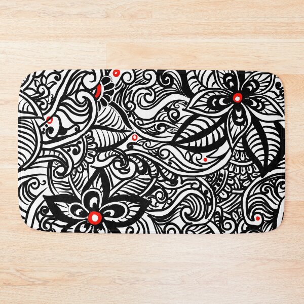 Item preview, Flowers pattern Zendoodle black and white designed and sold by Patricia Piotrak.
