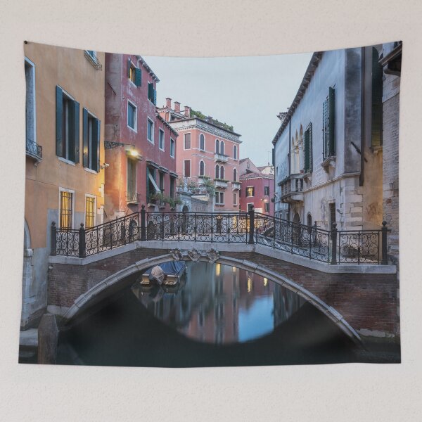 Item preview, The Magic of Small Canals in Venice Italy - Charismatic Wrought Iron Bridge  designed and sold by Georgia Mizuleva.