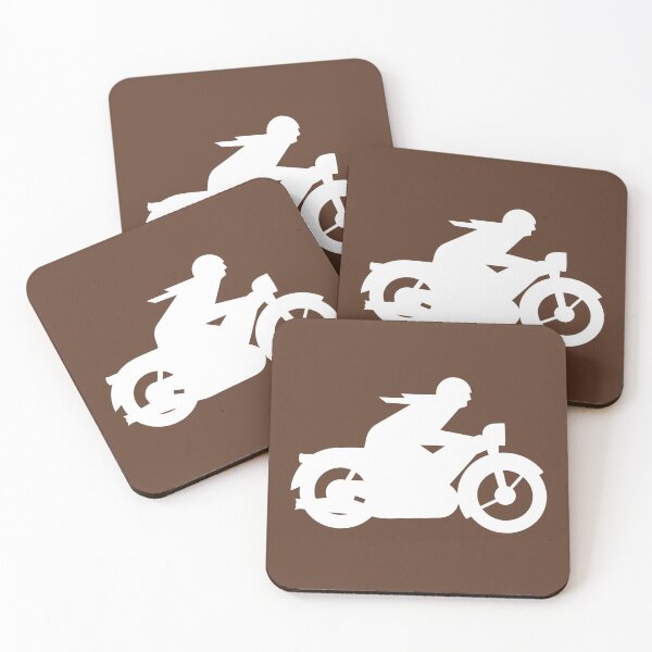 Item preview, AWO Motorcycle Rider Silhouette (white) designed and sold by VEB Ostladen.