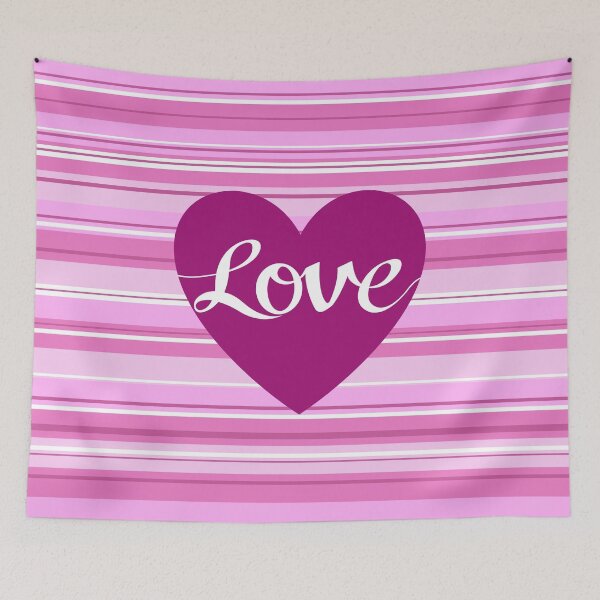 Item preview, Love Script Heart Plum Pink White Stripes designed and sold by NataliePaskell.