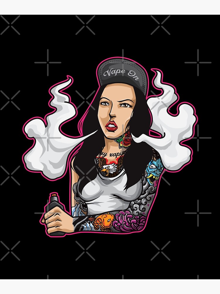 Vape Queen Illustration | Tattooed Women Vaping" Photographic Print by  anziehend | Redbubble