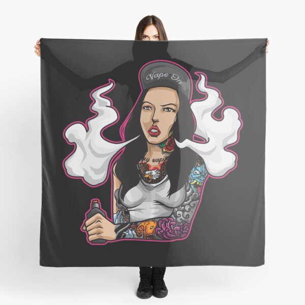 Vape Queen Illustration, Tattooed Women Vaping Scarf by anziehend