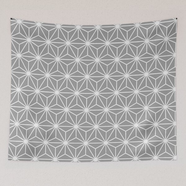 Item preview, Asanoha Star Or Hexagon Motif White On Medium Gray designed and sold by taiche.