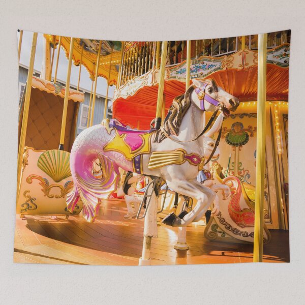 Item preview, White Carousel Horse with Seahorse Tail designed and sold by KensLensDesigns.