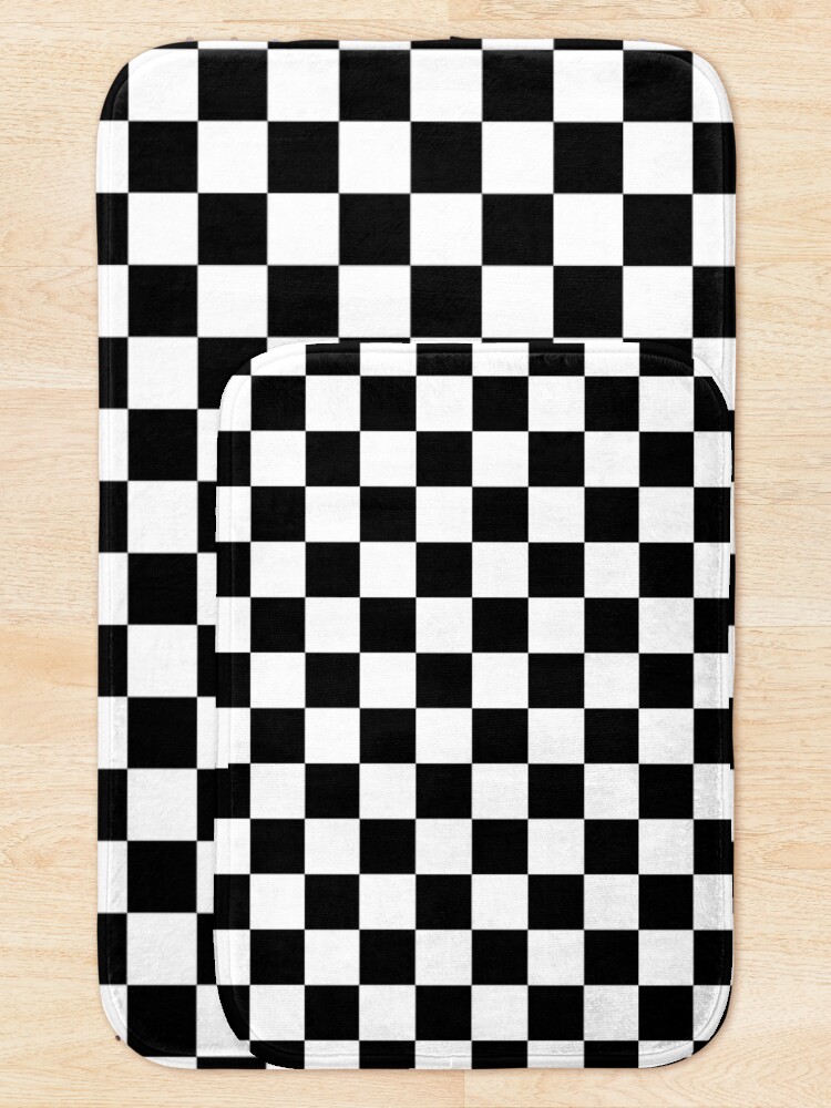 Alternate view of CHECK, Pattern, Checks, Checkered, Black & white. Bath Mat