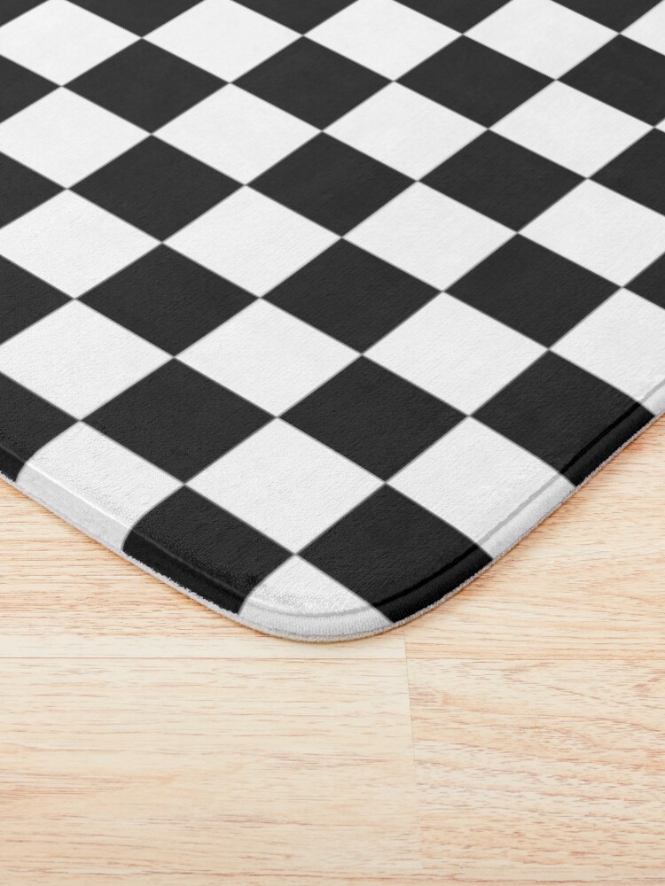 Alternate view of CHECK, Pattern, Checks, Checkered, Black & white. Bath Mat