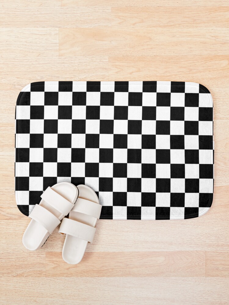 Alternate view of CHECK, Pattern, Checks, Checkered, Black & white. Bath Mat