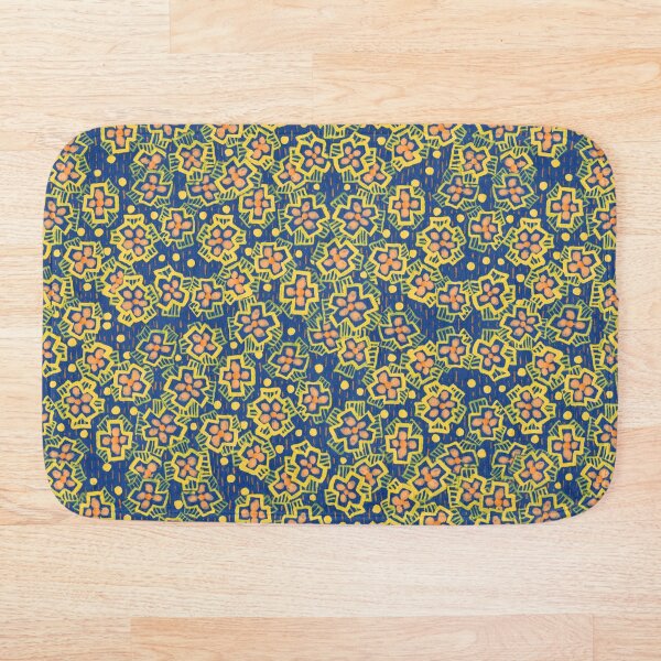 Spring Blossom Tiny Flowers Vintage Rustic Floral Pattern Bath Mat