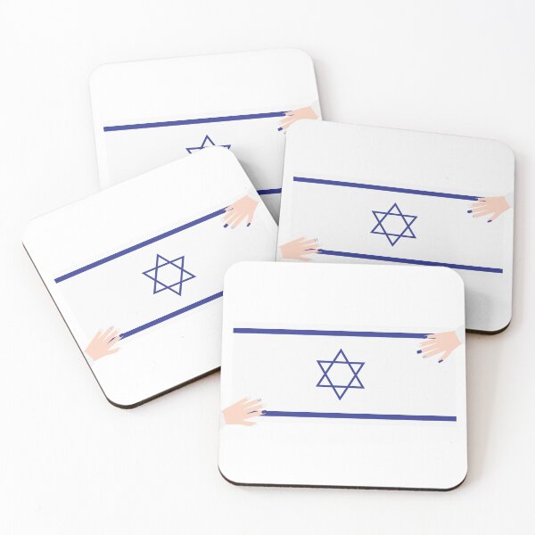 Item preview, Two hands with blue and white nail polish on Israel flag designed and sold by sigdesign.