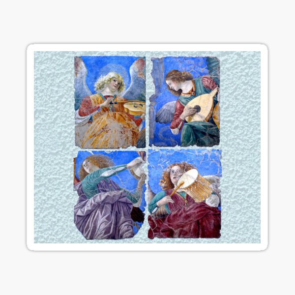 Item preview, MUSIC MAKING CHRISTMAS ANGELS IN BLUE Antique Frescos designed and sold by BulganLumini.