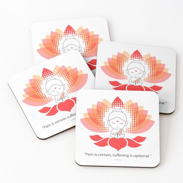 Item preview, Buddha saying Namaste while sitting on a sacred lotus. Famous quote of Buddha- Pain is certain, suffering is optional. designed and sold by Shawlin Islam.