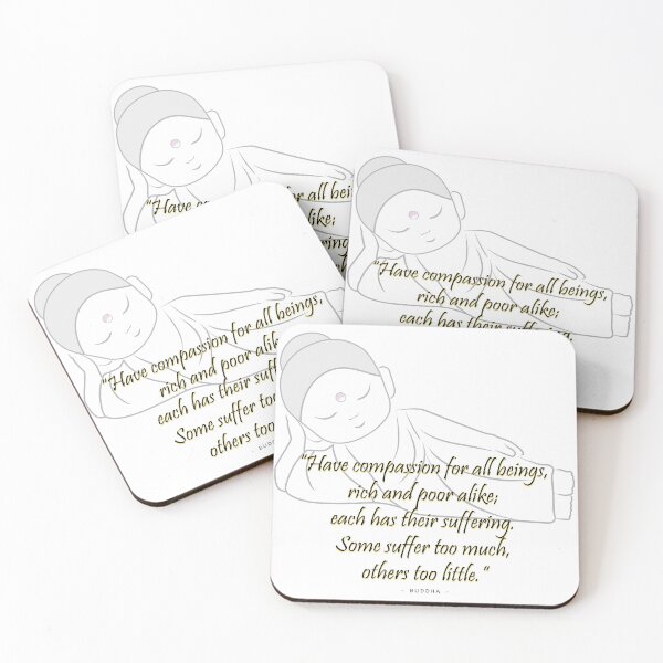 Item preview, Contemplating Buddha with quote to inspire. "Have compassion for all beings, rich and poor alike; each has their suffering. Some suffer too much, others too little." designed and sold by Shawlin Islam.