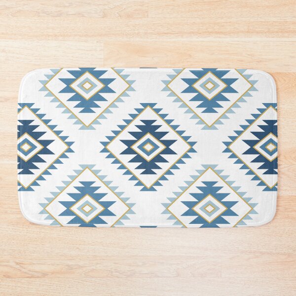 Item preview, Aztec Style Motif Pattern Blues White Gold designed and sold by NataliePaskell.