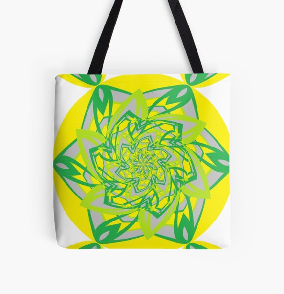 #Abstract, #proportion, #art, #flower, pattern, bright, decoration, kaleidoscope, ornate, creativity All Over Print Tote Bag