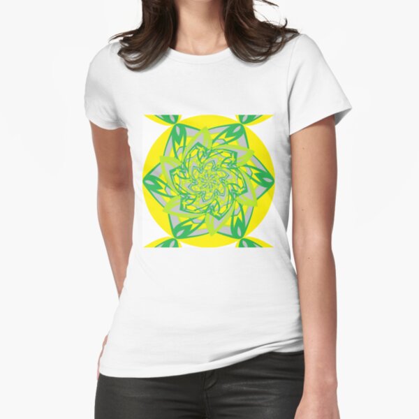 #Abstract, #proportion, #art, #flower, pattern, bright, decoration, kaleidoscope, ornate, creativity Fitted T-Shirt