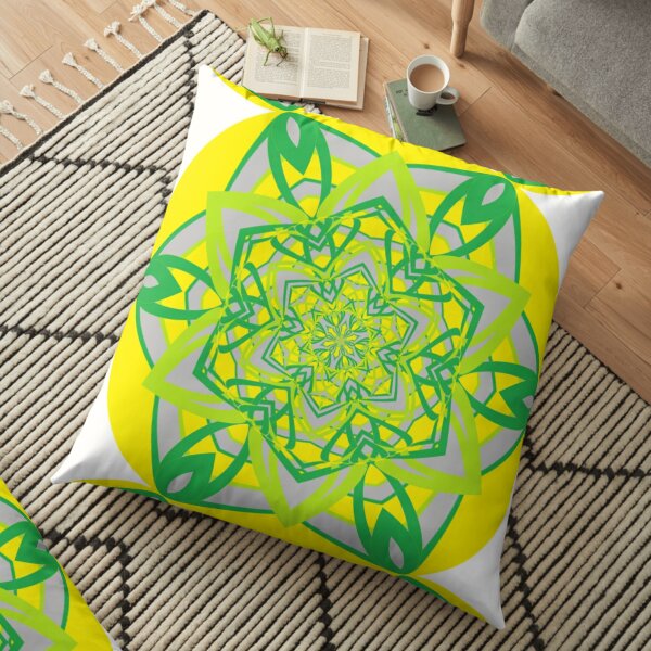 #Abstract, #proportion, #art, #flower, pattern, bright, decoration, kaleidoscope, ornate, creativity Floor Pillow