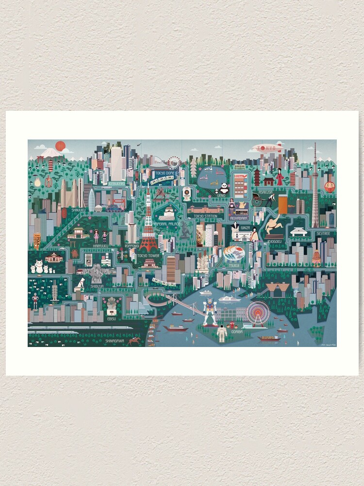 Alternate view of Tokyo Illustrated Map Art Print
