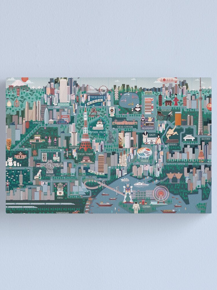 Alternate view of Tokyo Illustrated Map Canvas Print