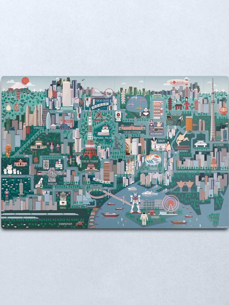 Alternate view of Tokyo Illustrated Map Metal Print