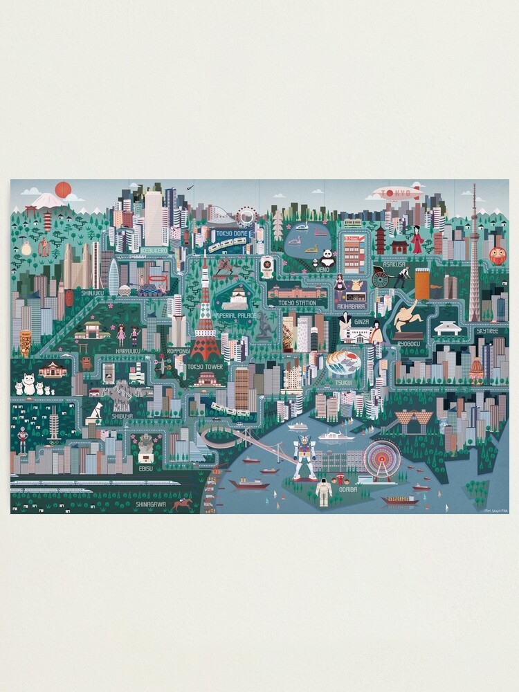 Alternate view of Tokyo Illustrated Map Photographic Print