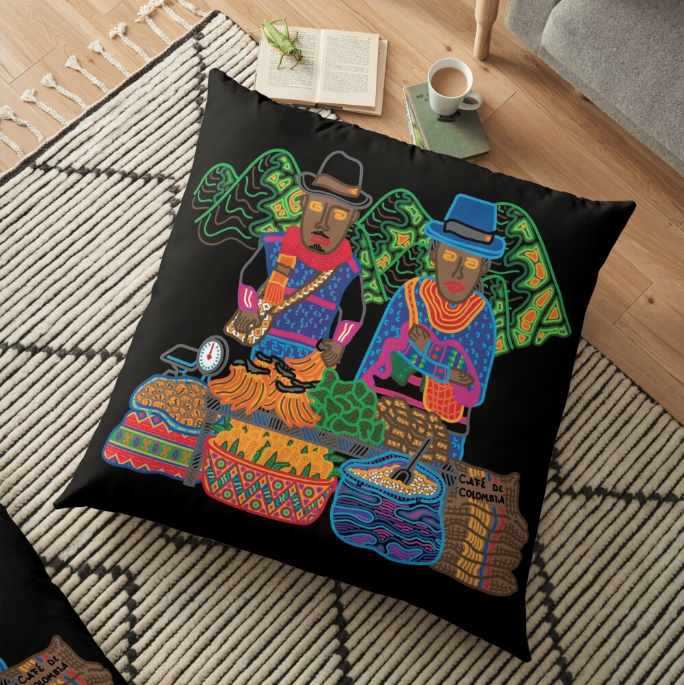 SILVIA MARKET GUAMBIANO SOUTH AMERICA COLOMBIA - full colour Floor Pillow