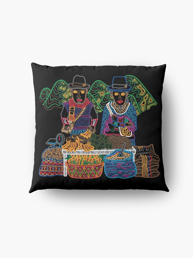Alternate view of SILVIA MARKET GUAMBIANO SOUTH AMERICA COLOMBIA - linework Floor Pillow