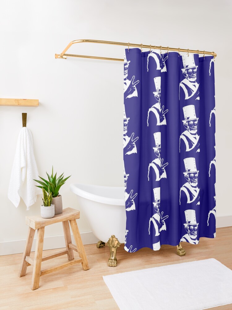 Thumbnail 3 of 5, Shower Curtain, Abraham Lincoln Peace Sign Symbol White designed and sold by mindofpeace.