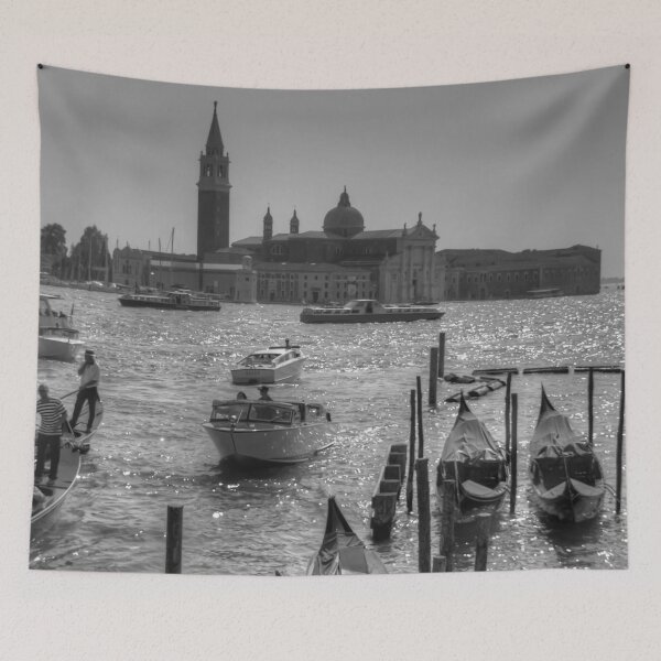 Item preview, Gondolas in front of San Giorgio Maggiore - B&W designed and sold by tomg.