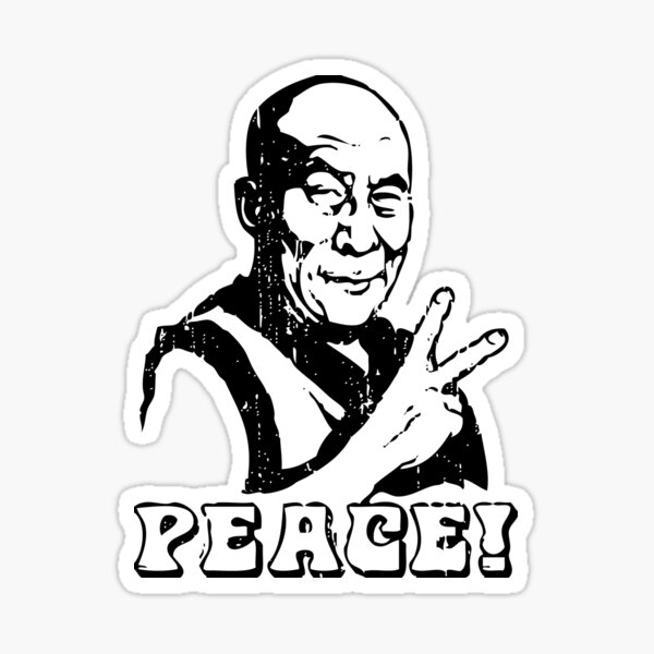 Dalai Lama Peace Sign T-Shirt Sticker