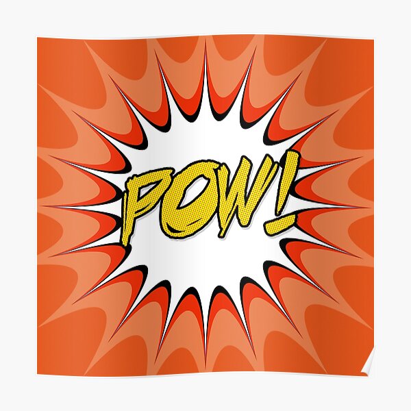 Pow Red White Blue Cartoon Pop Art Poster By Mscott Photo Redbubble