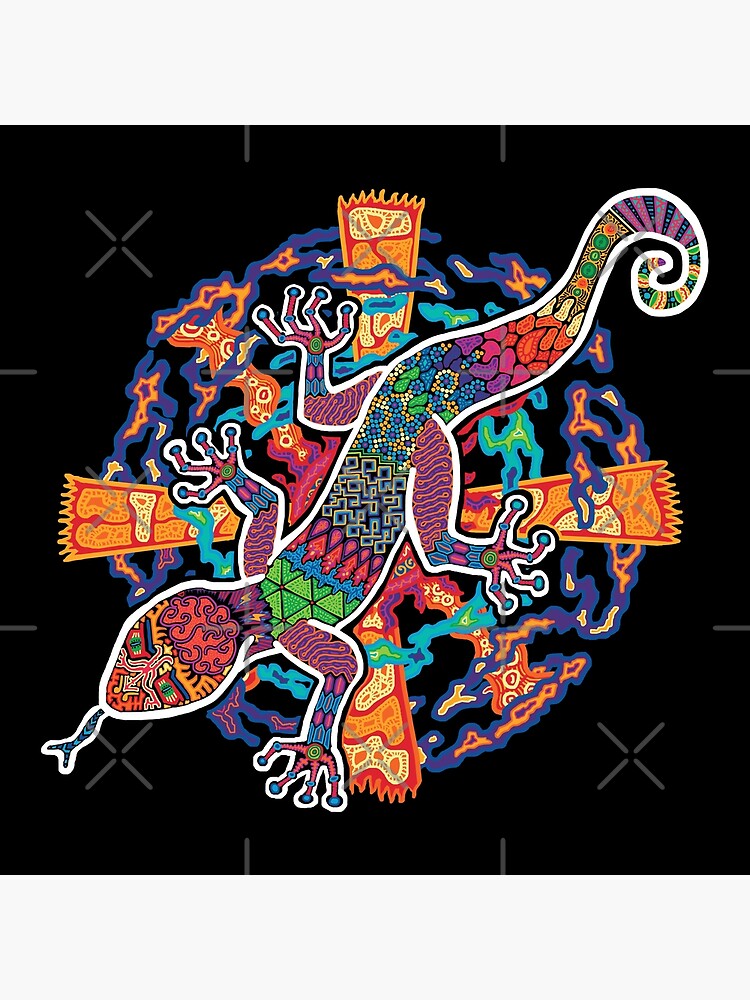 PSYCHEDELIC TRIPPY HORROR VACUI ANIMAL NEWT LIZARD WITH SUN AND CLOUDS - full colour by intenzaesthetic