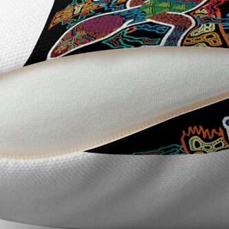 Alternate view of PSYCHEDELIC TRIPPY HORROR VACUI ANIMAL NEWT LIZARD WITH SUN AND CLOUDS - linework Floor Pillow