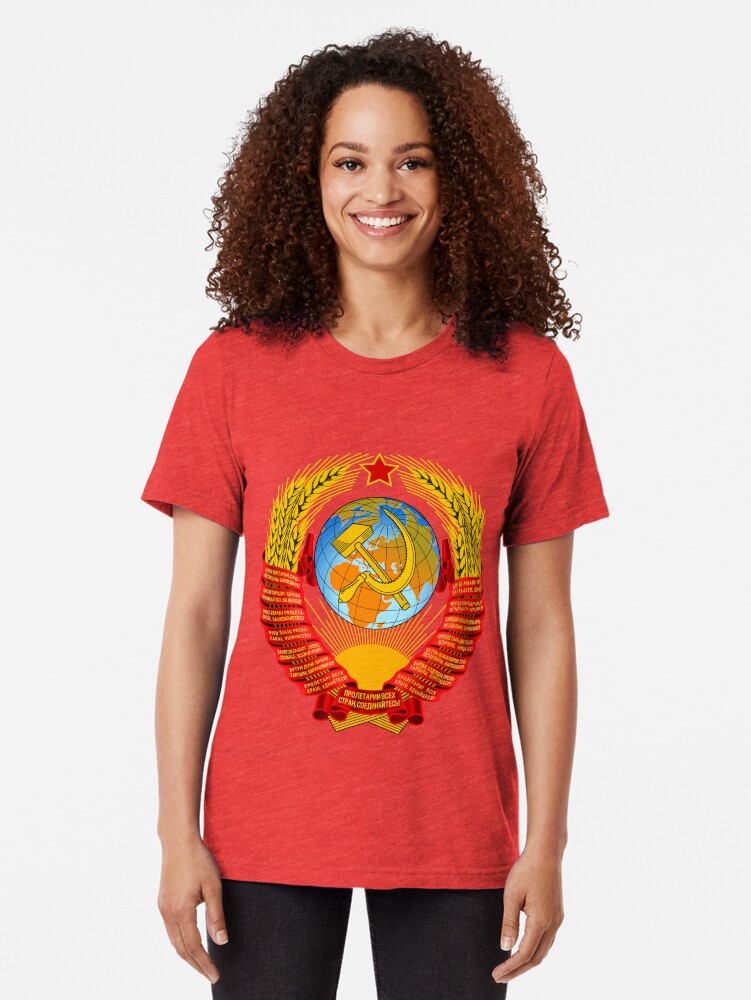 Alternate view of History of the Soviet Union (1927–1953) State Emblem of the Soviet Union Tri-blend T-Shirt