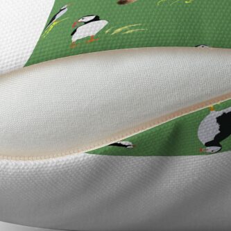 Alternate view of Puffins in green Throw Pillow