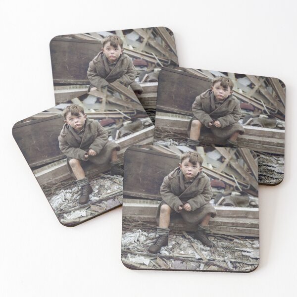 Item preview, Boy seated in the wreckage of a building after a bombing raid of London during World War II. designed and sold by Marina Amaral.