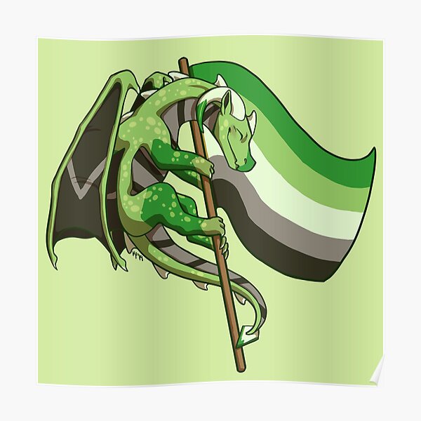 Aromantic Pride Flag Dragon 3rd Edition White Stripe Poster For