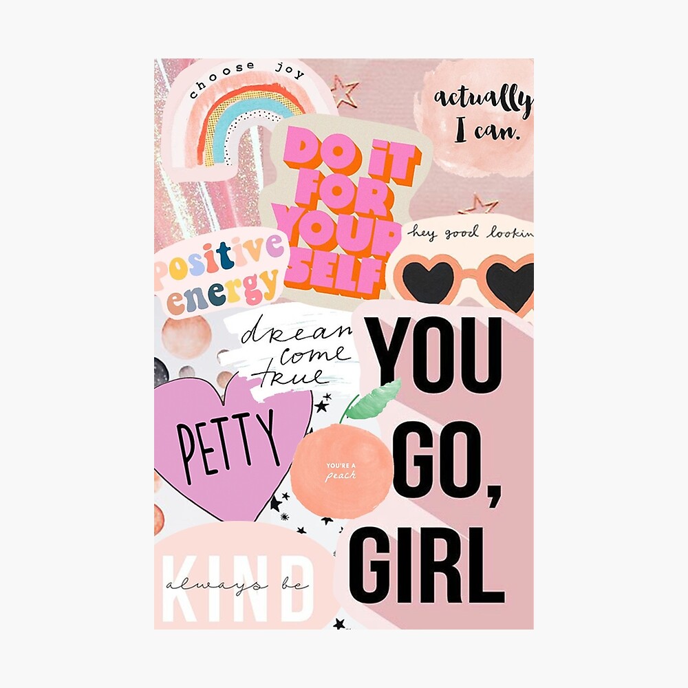 Cute Pink Collage Photographic Print By Doodlesbydani Redbubble