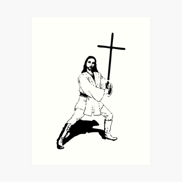 Jesus with Saber T-Shirt Art Print