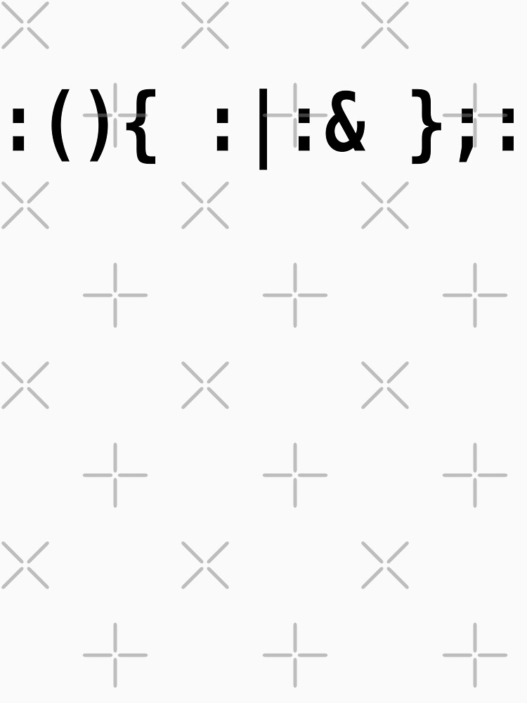 Thumbnail 7 of 7, Essential T-Shirt, Bash Fork Bomb - Black Text for Unix/Linux Hackers designed and sold by ramiro.