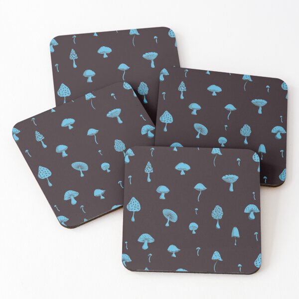 Item preview, Blue mushrooms pattern designed and sold by purplesparrow.