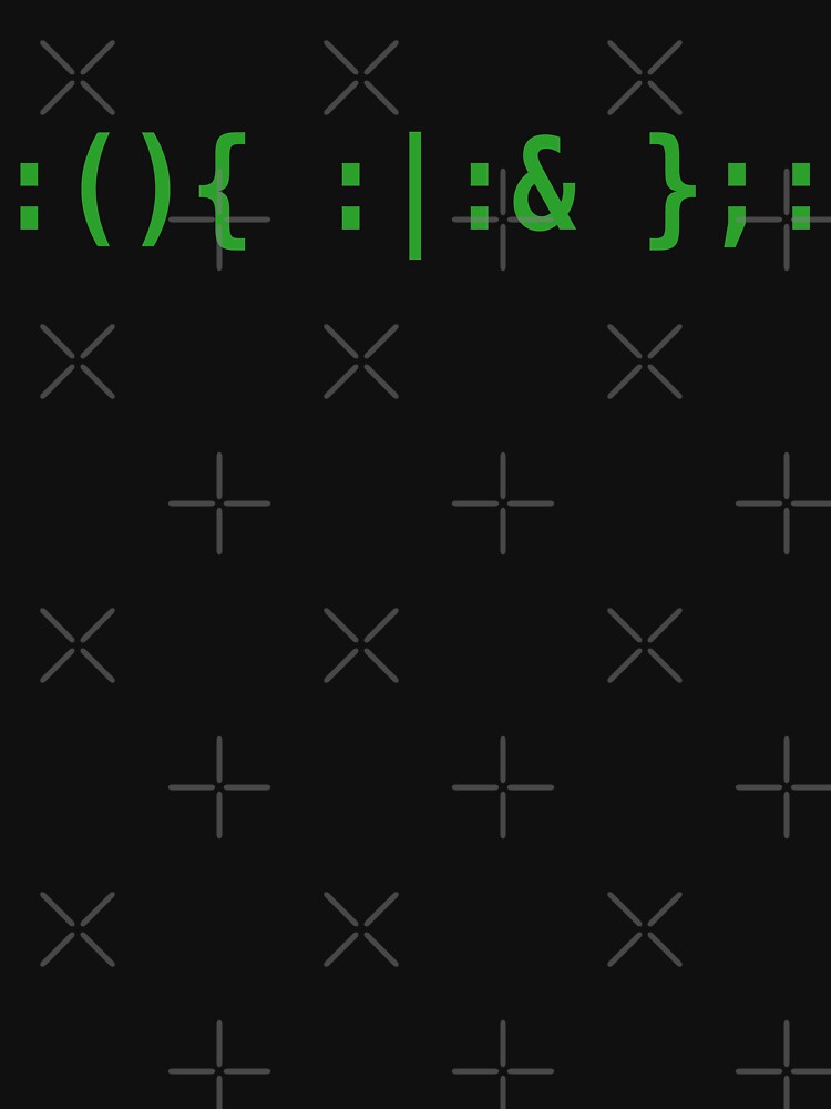 Thumbnail 7 of 7, Essential T-Shirt, Bash Fork Bomb - Green Text for Unix/Linux Hackers designed and sold by ramiro.