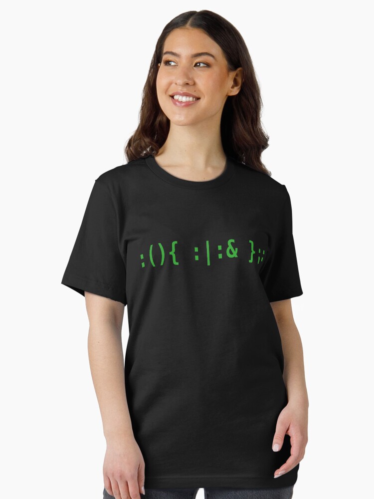 Thumbnail 2 of 7, Essential T-Shirt, Bash Fork Bomb - Green Text for Unix/Linux Hackers designed and sold by ramiro.