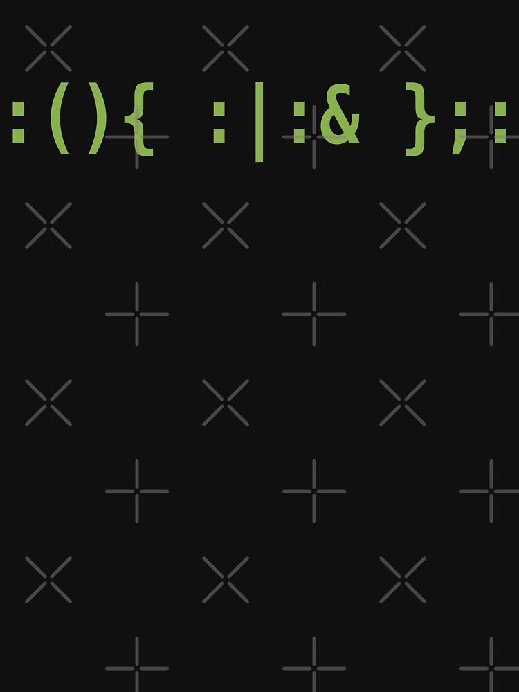 Thumbnail 7 of 7, Essential T-Shirt, Bash Fork Bomb - Light Green Text for Unix/Linux Hackers designed and sold by ramiro.