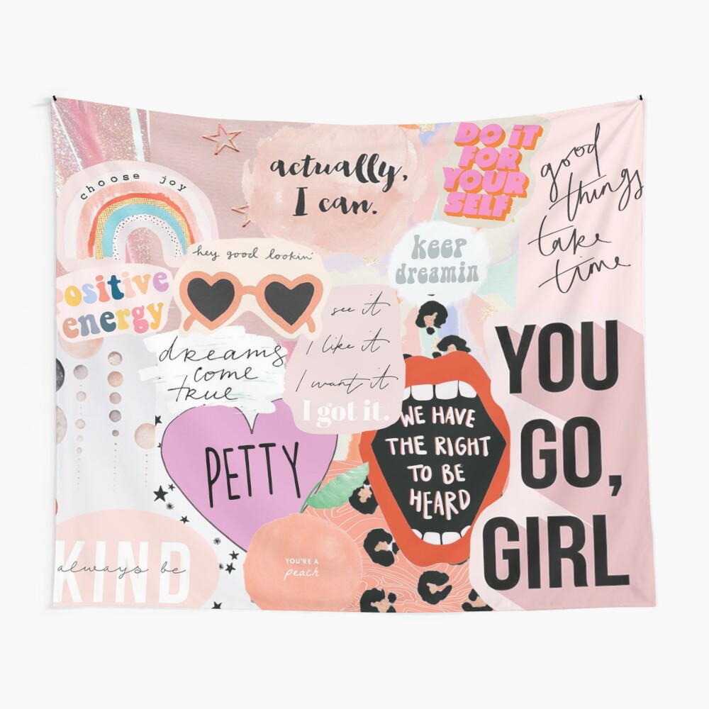 Pink Collage Wall Tapestry